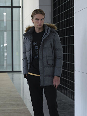 Erkek Mont Kapüşon'lu Termo Dolumlu Su ve Rüzgar İtici Slim Fit Mont NCS JEANS 4991