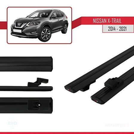 Nissan X-Trail 3 (T32) 2014-2021 Arası ile Uyumlu BASIC Model Ara Atkı Tavan Barı Siyah 2 Adet
