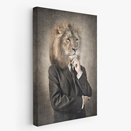 Aslan Kafalı İnsan Kanvas Tablo-4993
