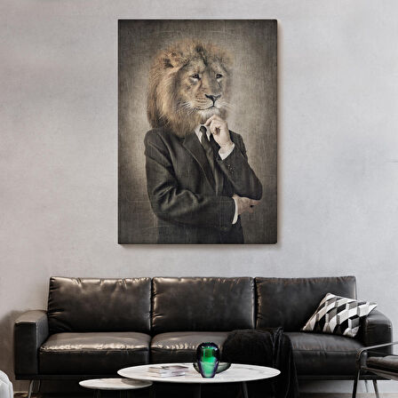 Aslan Kafalı İnsan Kanvas Tablo-4993