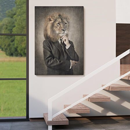 Aslan Kafalı İnsan Kanvas Tablo-4993