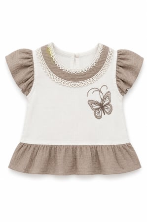 Kelebek Nakışlı %100 Pamuk Kız Bebek Yazlık Şortlu Takım 2405
