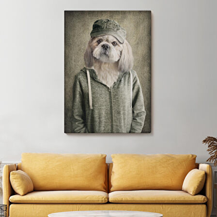 Köpek Kafalı İnsan Kanvas Tablo-4994