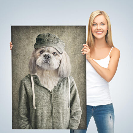 Köpek Kafalı İnsan Kanvas Tablo-4994