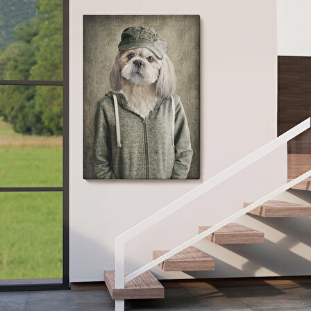 Köpek Kafalı İnsan Kanvas Tablo-4994