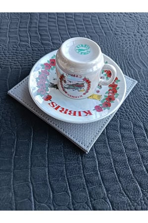 Kare Bardak Altlığı Suni Deri Bardak Altı ( 1 Adet ) Gri Renk