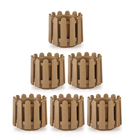 Omnipazar SO-İS03 İstanbul Dekoratif Yuvarlak Saksı 6,6 lt Mocha 6 Adet