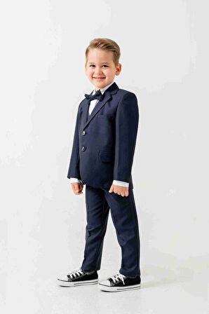 Mini Gentleman Erkek Çocuk Takım Elbise - 5 Parça (Ceket, Yelek, Gömlek, Pantolon, Papyon)