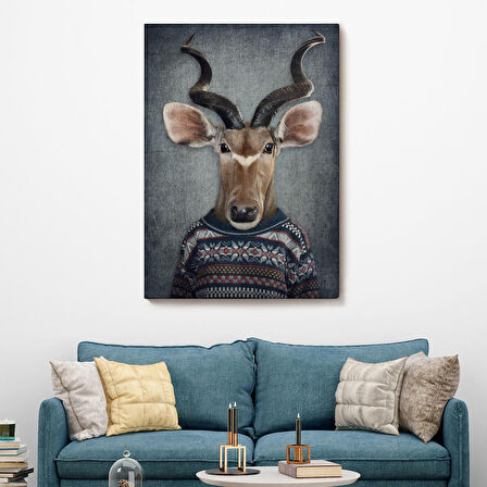 Antilop Kafalı İnsan Kanvas Tablo-4996