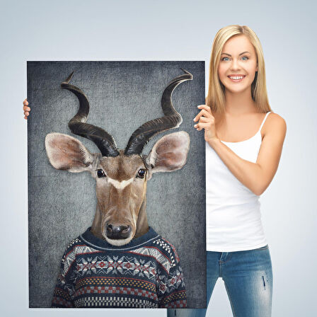 Antilop Kafalı İnsan Kanvas Tablo-4996