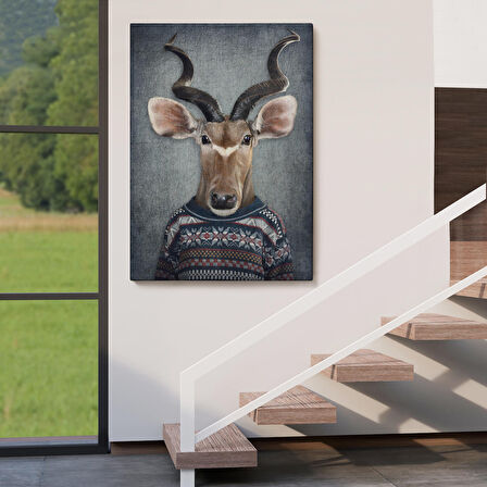 Antilop Kafalı İnsan Kanvas Tablo-4996