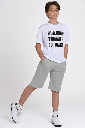 Beyaz Build The Future Baskılı 9-13 Yaş Takım - 81404-2