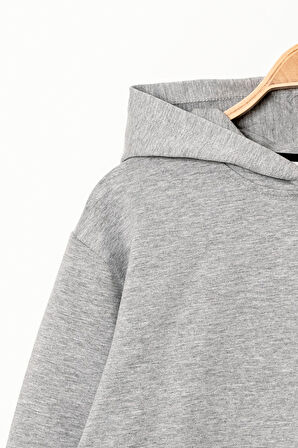 Erkek Çocuk Gri Kapüşonlu Kanguru Cepli 5-13 Yaş Sweatshirt- 3536-3