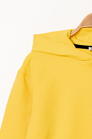 Erkek Çocuk Sarı Kapüşonlu Kanguru Cepli 5-13 Yaş Sweatshirt- 3536-9