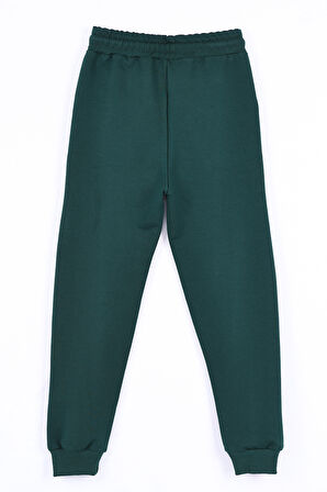 Erkek Çocuk Koyu Yeşil Beli Lastikli 7-13 Yaş Jogger Eşofman Alt - 65134-3