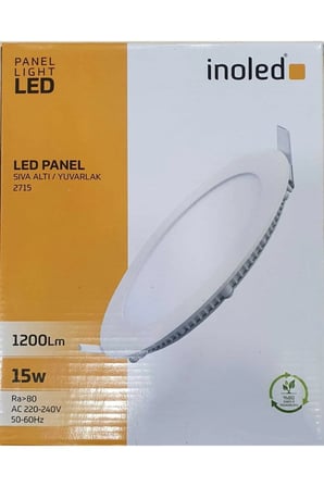 İnoled 170mm 15w 1200lm 6500k 20x170x190mm Beyaz Sa Yuvarlak Led Panel Armatür