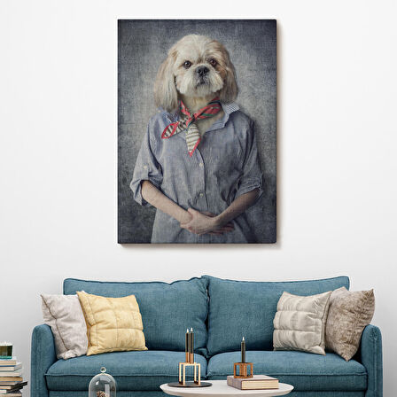 Köpek Kafalı İnsan Kanvas Tablo-4998