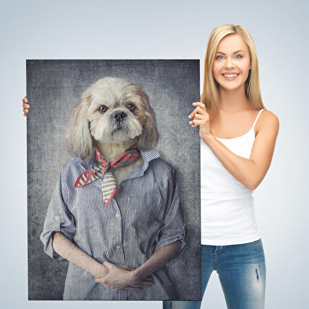 Köpek Kafalı İnsan Kanvas Tablo-4998