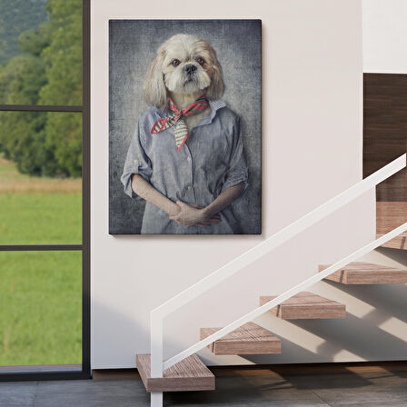 Köpek Kafalı İnsan Kanvas Tablo-4998