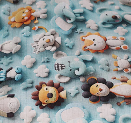 %100 Pamuk 3D Dijital Baskı Sevimli Hayvan Desenli Müslin Kumaş 100*180 cm Metrelik Müslin Kumaş