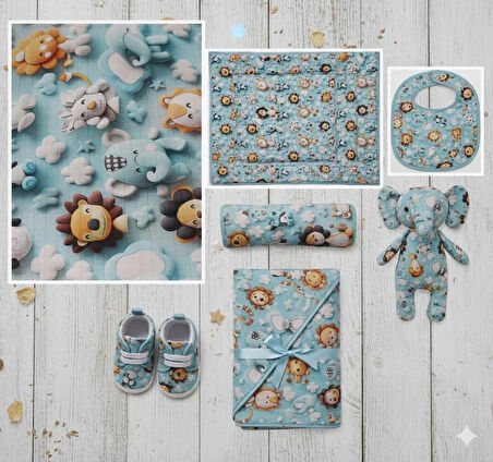 %100 Pamuk 3D Dijital Baskı Sevimli Hayvan Desenli Müslin Kumaş 100*180 cm Metrelik Müslin Kumaş