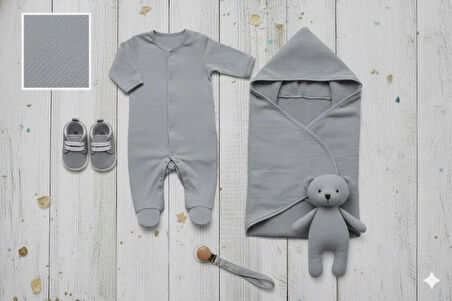 %100 Pamuk Kare Desenli Gri Müslin Kumaş 100*180 cm Metrelik Müslin Kumaş