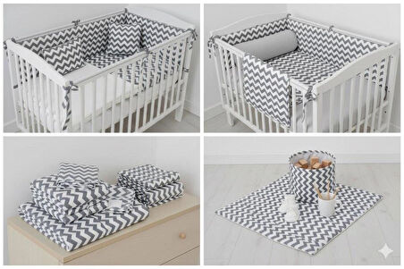 Gri Zik Zak Desenli Pamuklu Nevresimlik Kumaş 100*240 cm  Metrelik Çarşaf Yastık Ev Tekstil Kumaşı