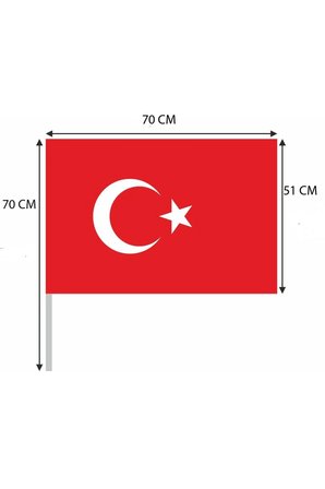 15 ADET 50X70 CM PİKMENT RAŞEL KUMAŞ SOPALI TÜRK BAYRAĞI