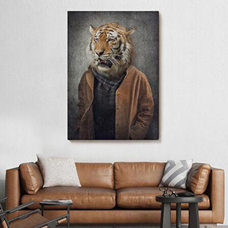 Kaplan Kafalı İnsan Kanvas Tablo-4999