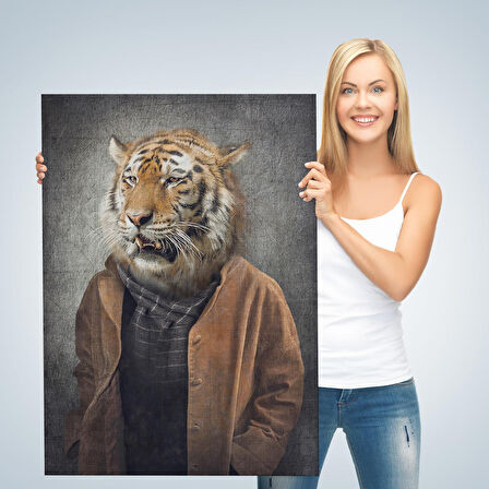 Kaplan Kafalı İnsan Kanvas Tablo-4999