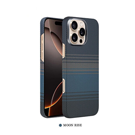 iPhone 16 Pro Max Uyumlu MagSafe Karbon Kevlar Arka Koruma Premium Kılıf (Mavi Renk)-Ultra İnce Seri