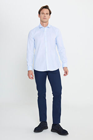 Ütü Gerektirmeyen Slim Fit Dar Kesim Klasik Yaka %100 Pamuk Desenli Non-Iron Gömlek