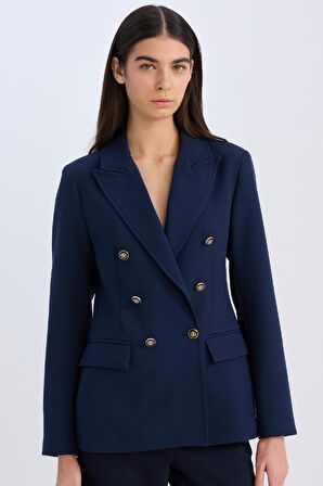 DeFacto Oversize Geniş Kalıp Gömlek Yaka Düğmeli Basic Düz Blazer Ceket D3155AX24AUNV42