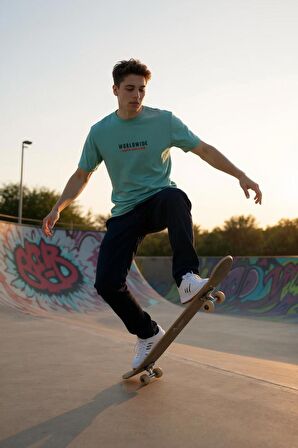 Erkek  Slim Fit Enjeksiyon Baskılı Pamuklu T-Shirt