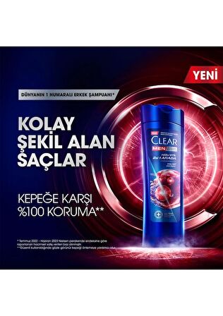 Clear Men Kepeğe Karşı Etkili Şampuan Hızlı Stil 2si 1 Arada 350 ml x 3 Adet