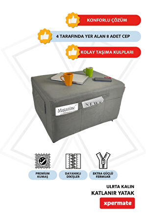 Ultra Kalın Katlanır Sünger Yatak Yer Yatağı Katlanır Yer Minderi Misafir Yatağı 80x180x14  Gri