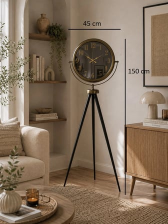 Eskitme Retro Aynalı Tripod 150 x 45 Cm Ayaklı Saat iegxx