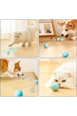 3 Adet İnteraktif Kedi Köpek Oyun Topu – Şarjlı Otomatik Hareketli Silikon Kılıflı 3 Modlu Interactive Rechargeable Pet Toy
