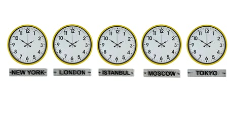 Sarı Tabelalı 5 li 36 Cm Dünya Saatleri iegxx