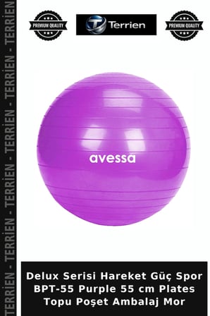 Delux Serisi Hareket Güç Spor BPT-55 Purple 55 cm Plates Topu Poşet Ambalaj Mor