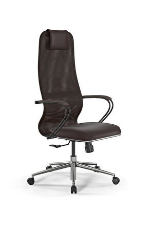 Metta Ergolife SynchroSit 8 Ergonomik Fileli ve Deri Ofis Koltuğu - 1B9.55.1.403  Koyu Kahverengi