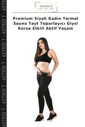 Premium Siyah Kadın Termal Sauna Tayt Toparlayıcı Giysi Korse Etkili Aktif Yaşam