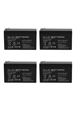 4 Adet Blue Battery 12v 7ah- Bakımsız Kuru Akü 2024 Haziran Üretim 12 Volt 7 Amper