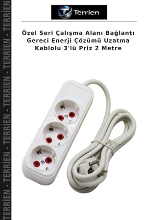 Özel Seri Çalışma Alanı Bağlantı Gereci Enerji Çözümü Uzatma Kablolu 3'lü Priz 2 Metre