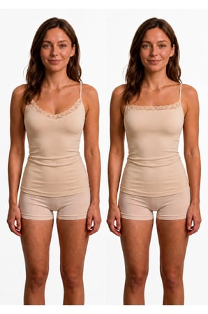 Kadın Çift Taraflı Dantelli İp Askılı Atlet %95 Bambu %5 Elastan Yumuşak Esnek İç Giyim S-2XL