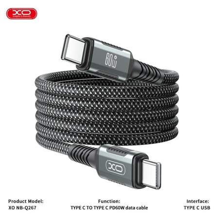 Özel Seri NB-Q267 60W 1 Metre Type-C to Type-C Kablosu Teknoloji Destek Ürün