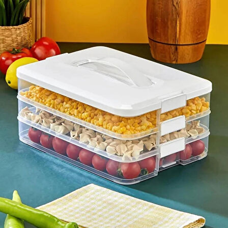 Microcase 3 Çekmeceli Dikdörtgen Taşınabilir Erzak Bakliyat Yiyecek Saklama Kabı Kapaklı - SİYAH AL5196