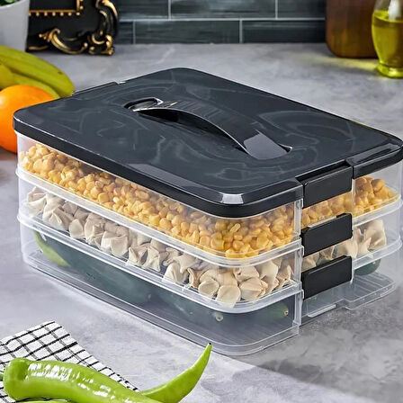 Microcase 3 Çekmeceli Dikdörtgen Taşınabilir Erzak Bakliyat Yiyecek Saklama Kabı Kapaklı - BEYAZ AL5196