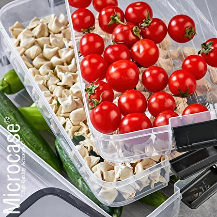 Microcase 3 Çekmeceli Dikdörtgen Taşınabilir Erzak Bakliyat Yiyecek Saklama Kabı Kapaklı - BEYAZ AL5196