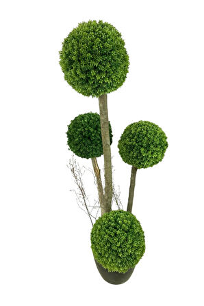 4'lü Çamdalı Şimşir Top 170 Cm Yapay Ağaç 30x30 Metal Saksı